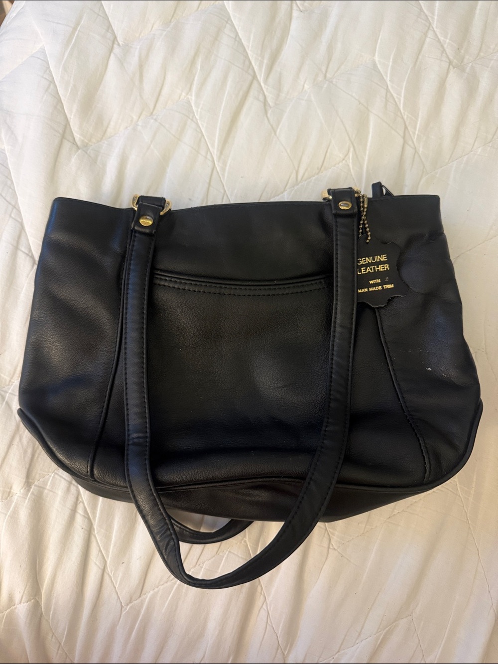 Classic Black Genuine Leather Shoulder Bag